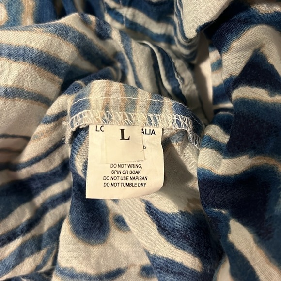 Lola Australia Twenty Shirt Animal Swirl Navy Print Cotton Coastal Resort Boho - Picture 4 of 13